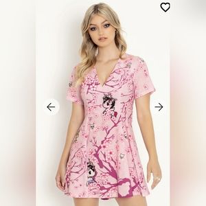 Blackmilk cherry blossom unicorno evil v dress - limited